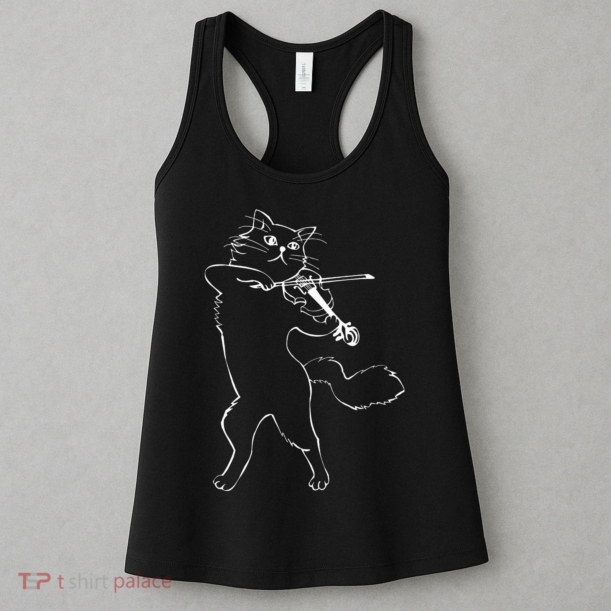 Fiddle Violin Cat Musician Instrument Band Strings Women's Tank Top