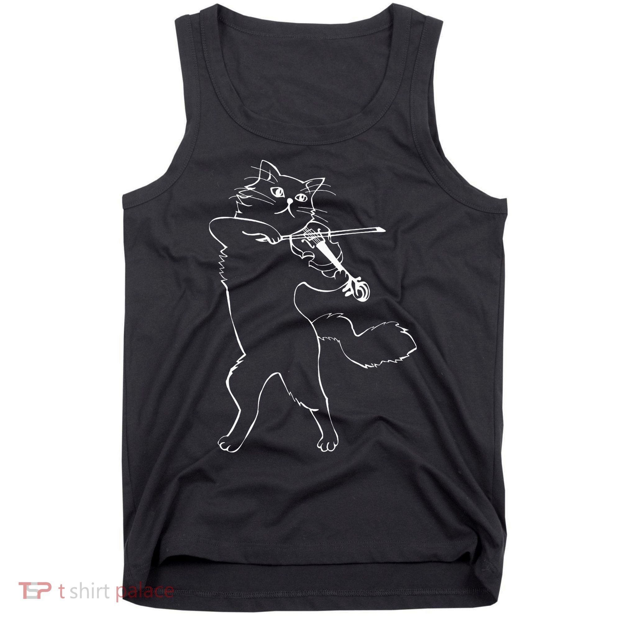 Fiddle Violin Cat Musician Instrument Band Strings Tank Top