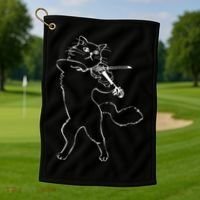 Fiddle Violin Cat Musician Instrument Band Strings Golf Towel thumb 1