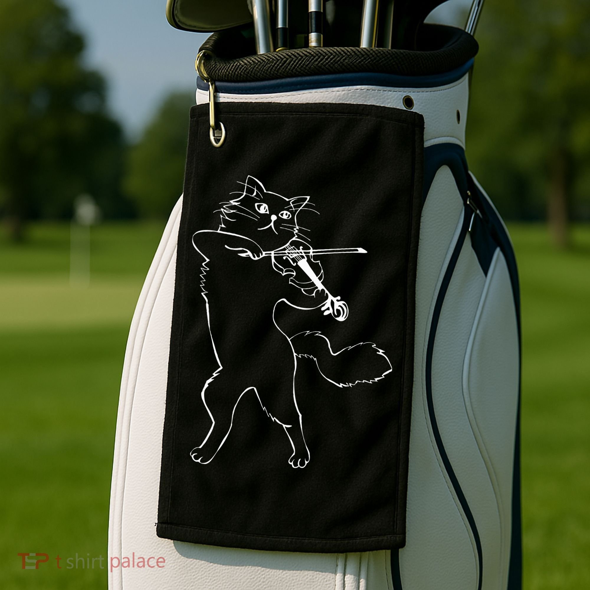 Fiddle Violin Cat Musician Instrument Band Strings Golf Towel