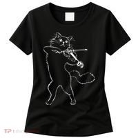 Fiddle Violin Cat Musician Instrument Band Strings Women's T-Shirt thumb 0