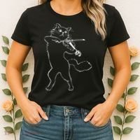 Fiddle Violin Cat Musician Instrument Band Strings Women's T-Shirt thumb 2