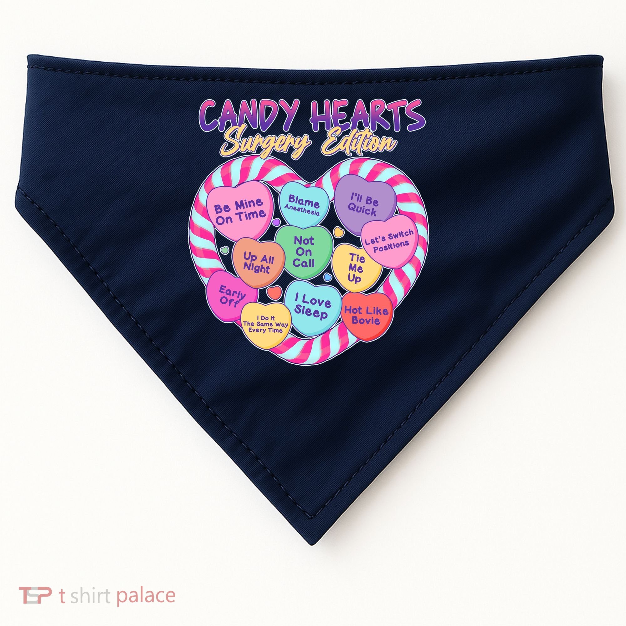 Funny Valentine Candy Hearts Surgery Edition USA-Made Doggie Bandana
