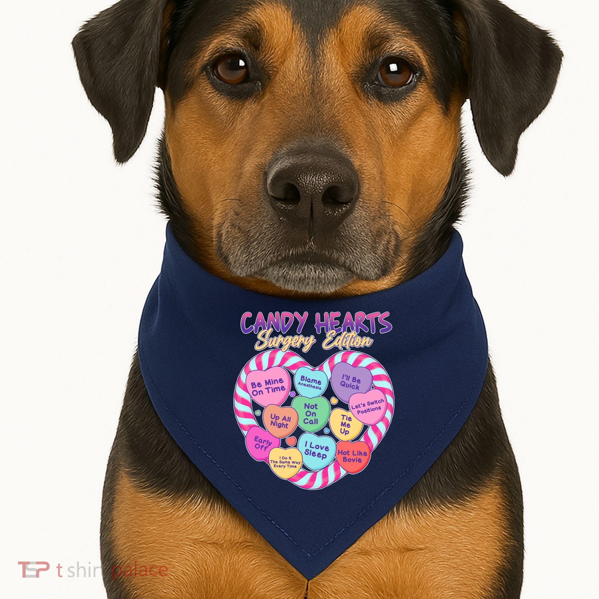 Funny Valentine Candy Hearts Surgery Edition USA-Made Doggie Bandana