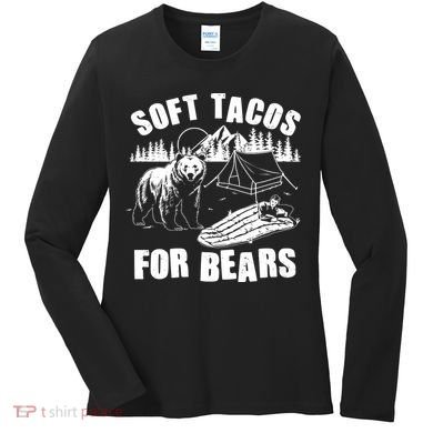 Funny Vintage Camping Soft Tacos For Bears Women's Long Sleeve Shirt