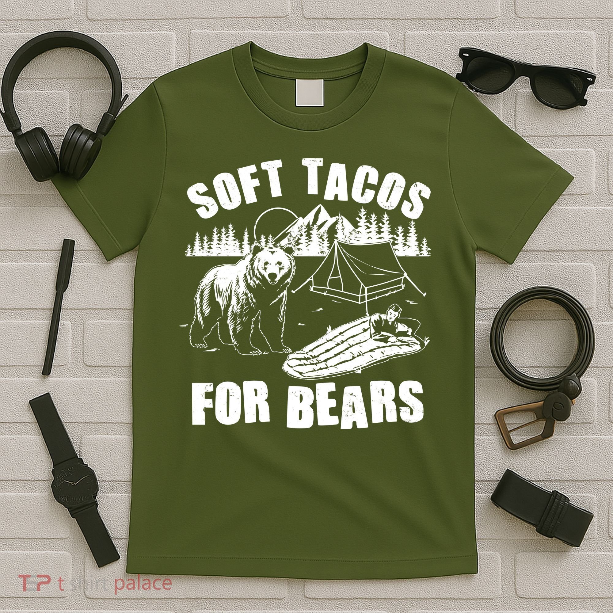 Funny Vintage Camping Soft Tacos For Bears T-Shirt