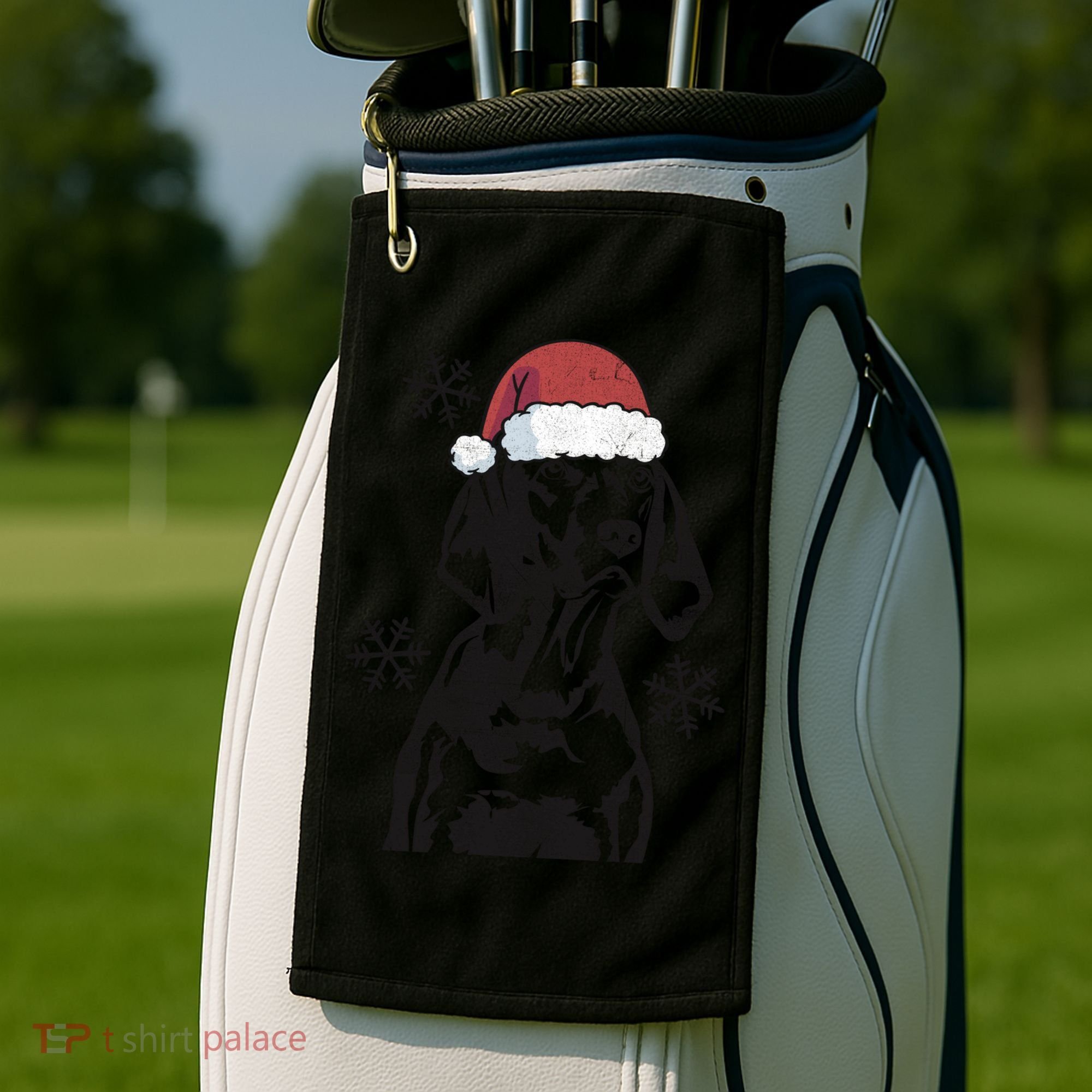 Funny Vizsla Christmas Santa Hat Xmas Mom Dad Gift Golf Towel