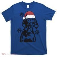 Funny Vizsla Christmas Santa Hat Xmas Mom Dad Gift T-Shirt thumb 0