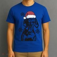 Funny Vizsla Christmas Santa Hat Xmas Mom Dad Gift T-Shirt thumb 3