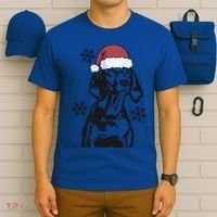 Funny Vizsla Christmas Santa Hat Xmas Mom Dad Gift T-Shirt thumb 6