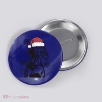 Funny Vizsla Christmas Santa Hat Xmas Mom Dad Gift Button thumb 0