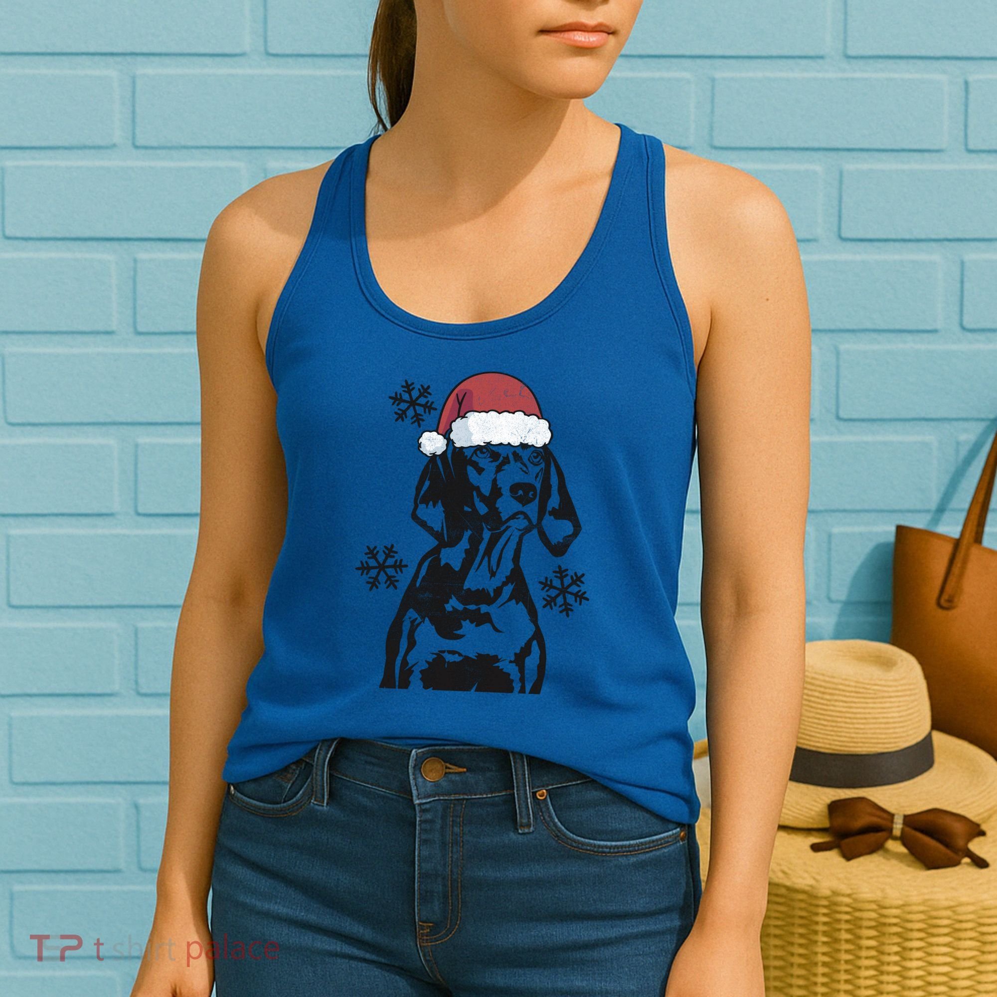 Funny Vizsla Christmas Santa Hat Xmas Mom Dad Gift Women's Tank Top