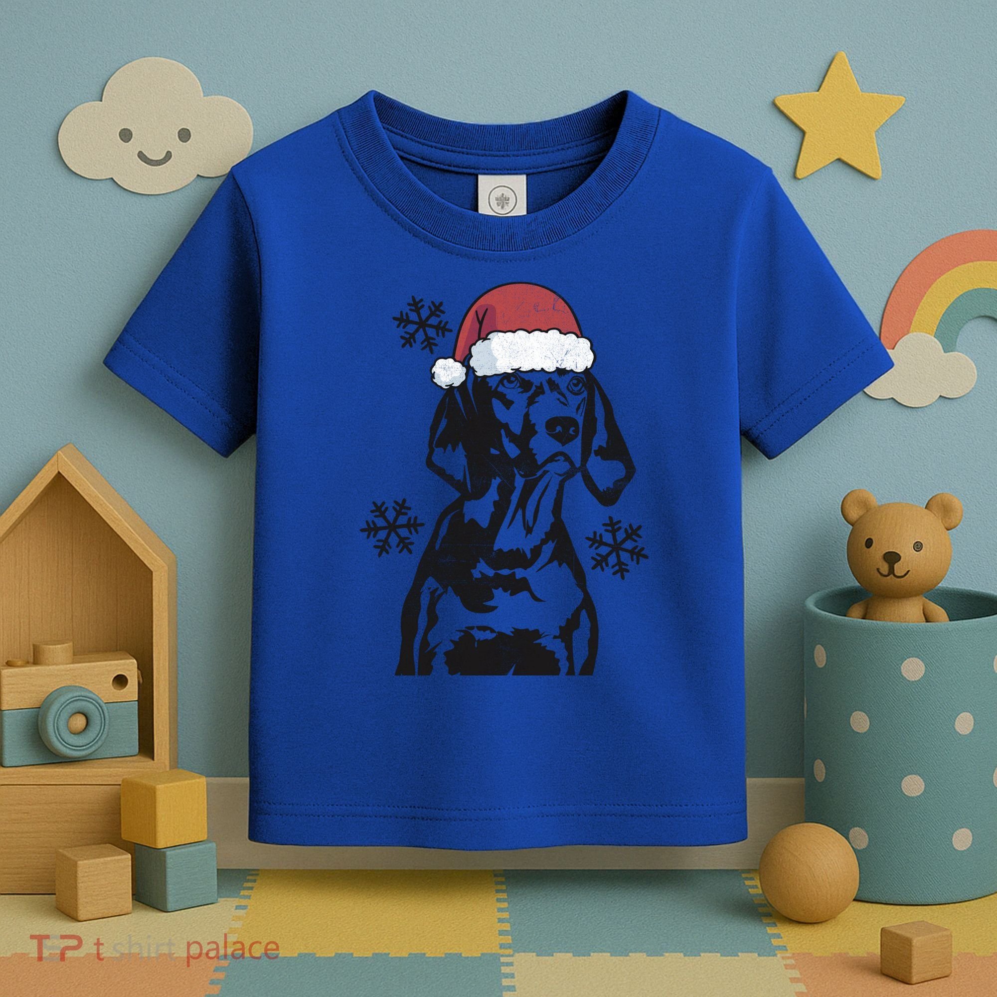 Funny Vizsla Christmas Santa Hat Xmas Mom Dad Gift Toddler T-Shirt