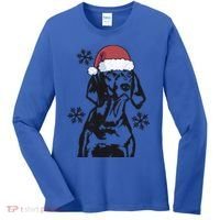 Funny Vizsla Christmas Santa Hat Xmas Mom Dad Gift Women's Long Sleeve Shirt thumb 0