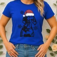 Funny Vizsla Christmas Santa Hat Xmas Mom Dad Gift Women's T-Shirt thumb 2