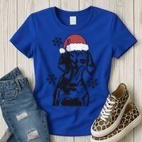Funny Vizsla Christmas Santa Hat Xmas Mom Dad Gift Women's T-Shirt thumb 3
