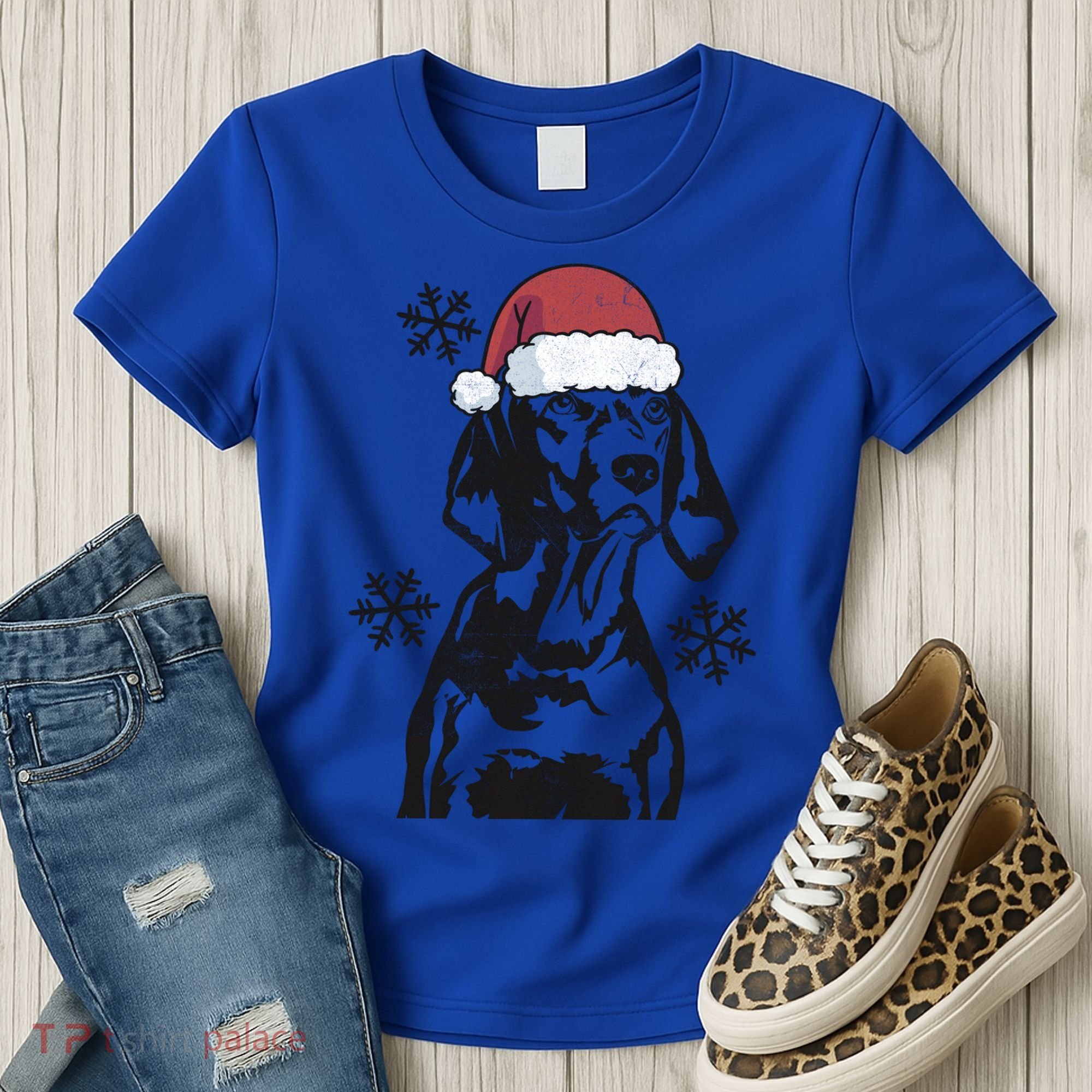 Funny Vizsla Christmas Santa Hat Xmas Mom Dad Gift Women's T-Shirt