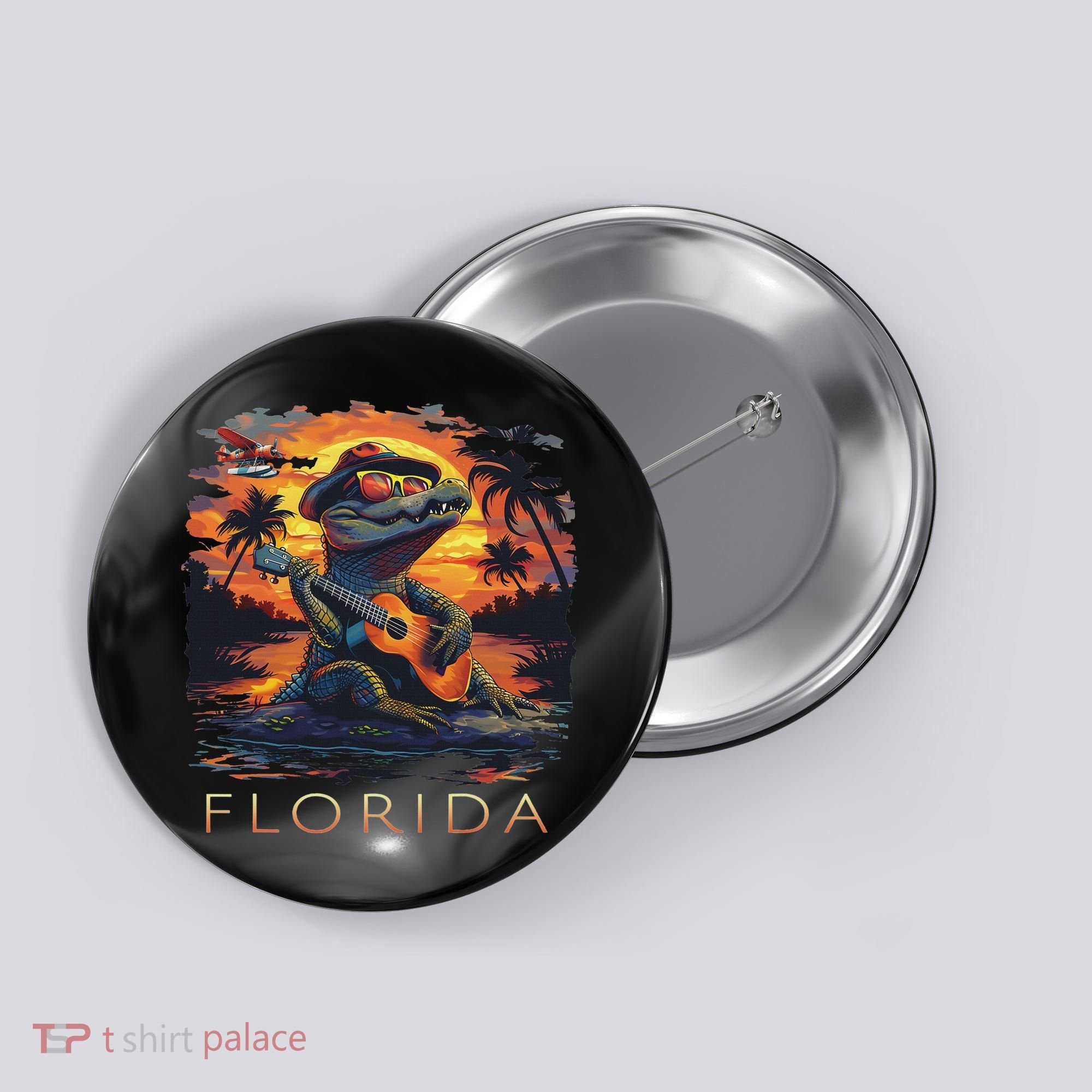 Florida Vacation Cute Alligator Button