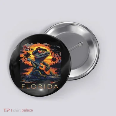 Florida Vacation Cute Alligator Button