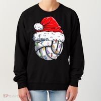 Funny Volleyball Christmas Santa Hat Gift Women's Sweatshirt thumb 0