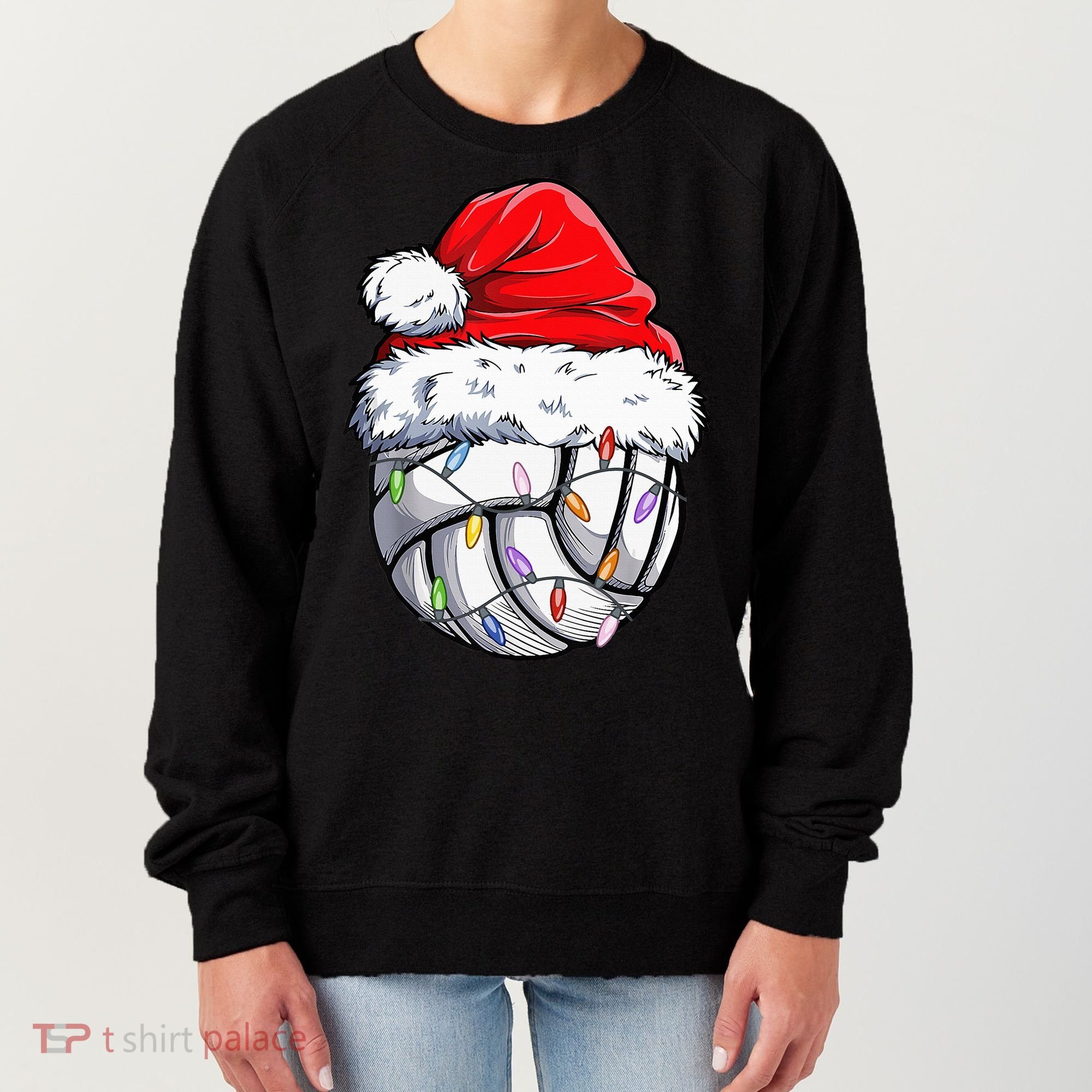 Funny Volleyball Christmas Santa Hat Gift Women's Sweatshirt