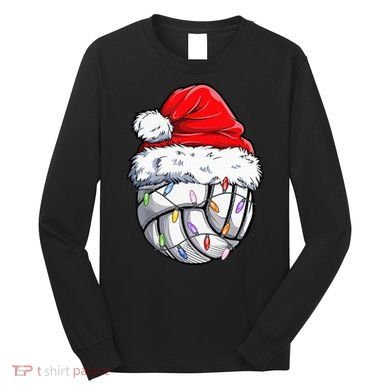 Funny Volleyball Christmas Santa Hat Gift Long Sleeve Shirt