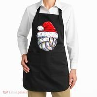 Funny Volleyball Christmas Santa Hat Gift Apron thumb 2