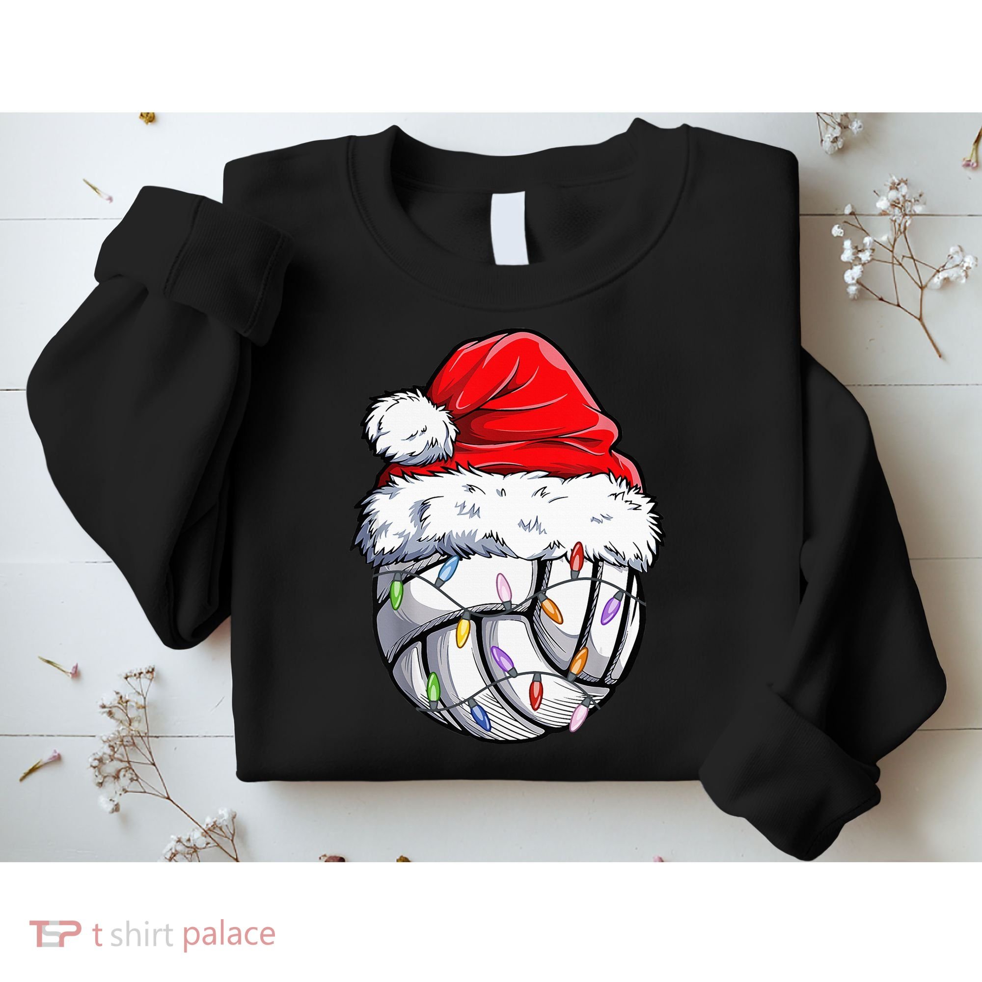 Funny Volleyball Christmas Santa Hat Gift Sweatshirt