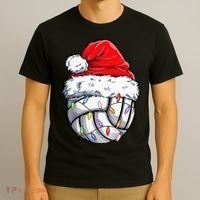 Funny Volleyball Christmas Santa Hat Gift T-Shirt thumb 3