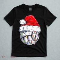 Funny Volleyball Christmas Santa Hat Gift T-Shirt thumb 5
