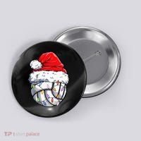 Funny Volleyball Christmas Santa Hat Gift Button thumb 0