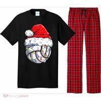 Funny Volleyball Christmas Santa Hat Gift Pajama Set thumb 0