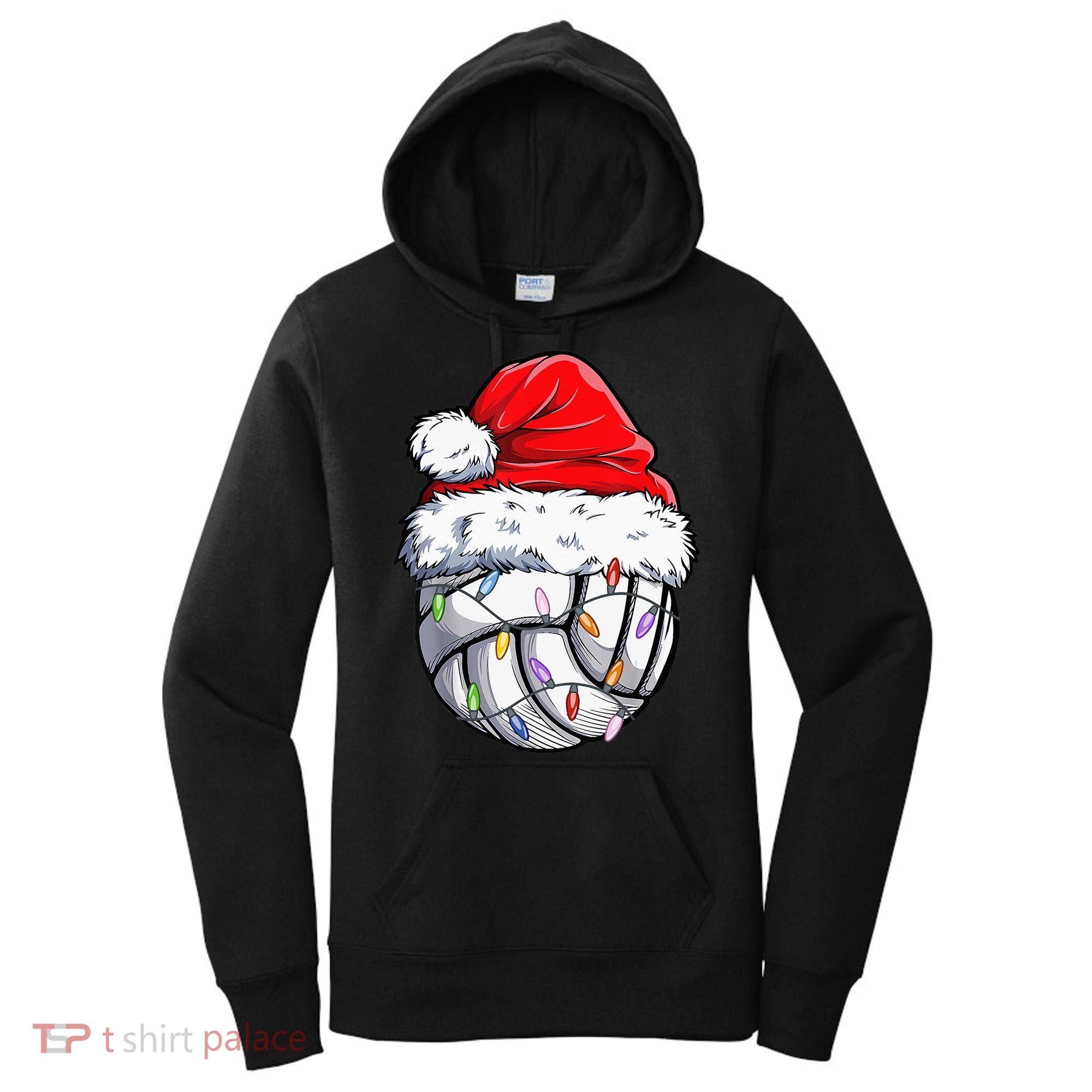 Funny Volleyball Christmas Santa Hat Gift Women's Hoodie