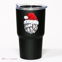 Funny Volleyball Christmas Santa Hat Gift Tumbler thumb 0