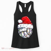 Funny Volleyball Christmas Santa Hat Gift Women's Tank Top thumb 0