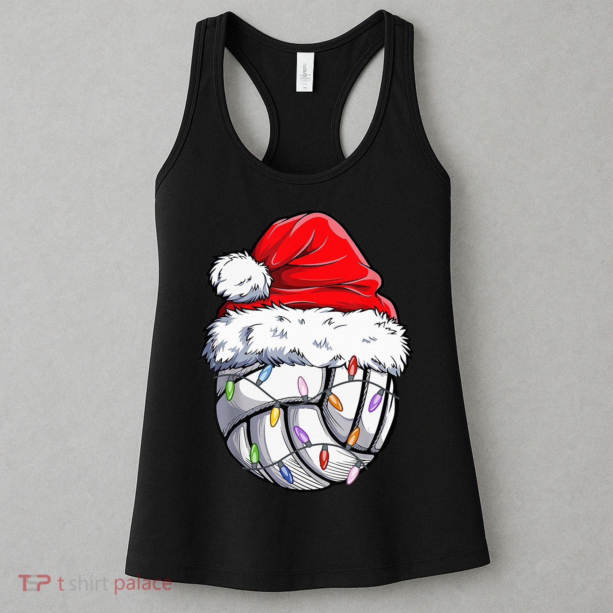 Funny Volleyball Christmas Santa Hat Gift Women's Tank Top