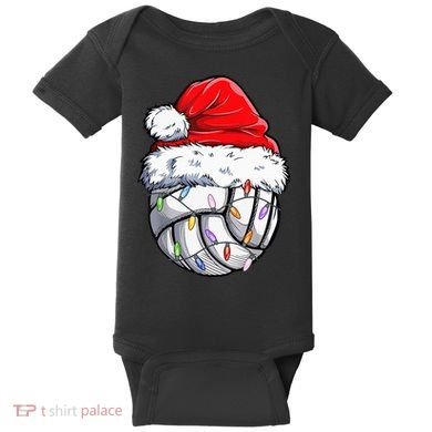 Funny Volleyball Christmas Santa Hat Gift Baby Bodysuit