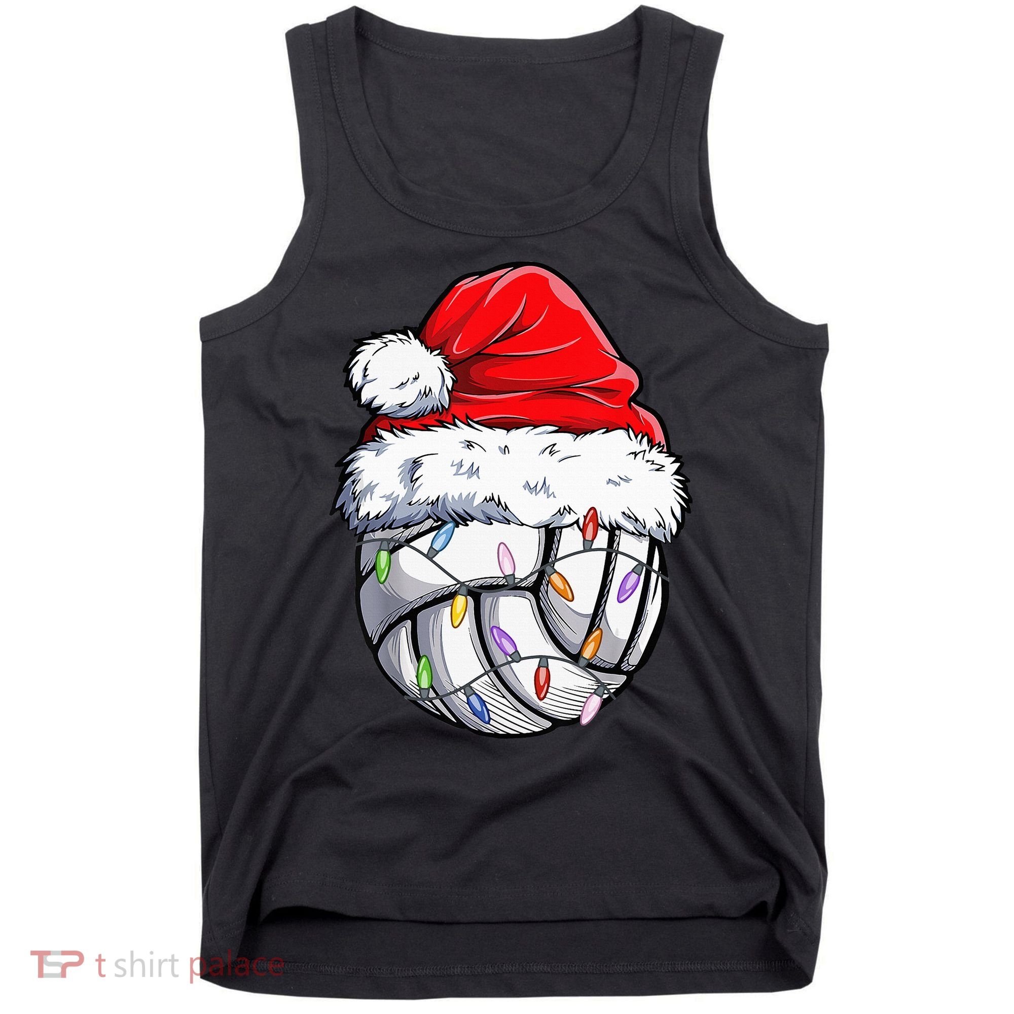 Funny Volleyball Christmas Santa Hat Gift Tank Top