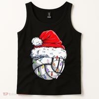 Funny Volleyball Christmas Santa Hat Gift Tank Top thumb 2