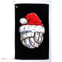 Funny Volleyball Christmas Santa Hat Gift Golf Towel thumb 0