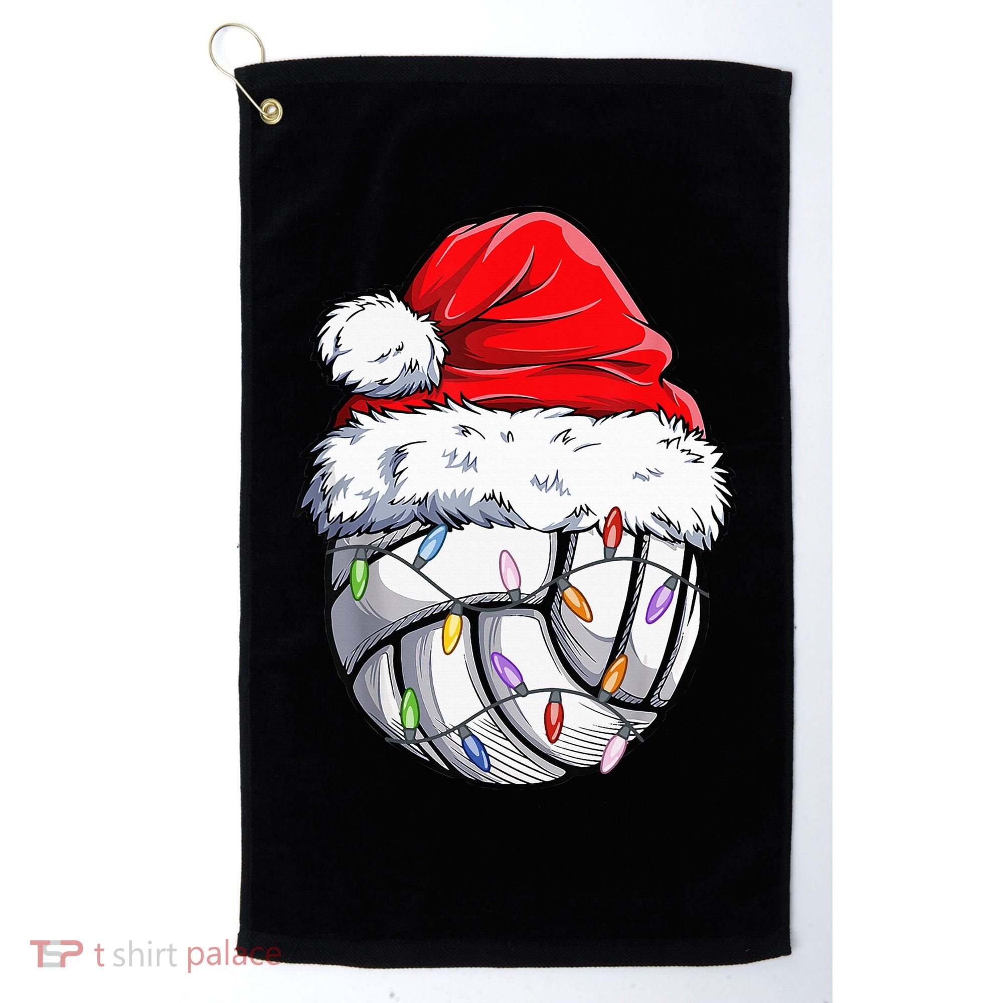 Funny Volleyball Christmas Santa Hat Gift Golf Towel
