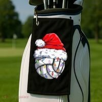 Funny Volleyball Christmas Santa Hat Gift Golf Towel thumb 2
