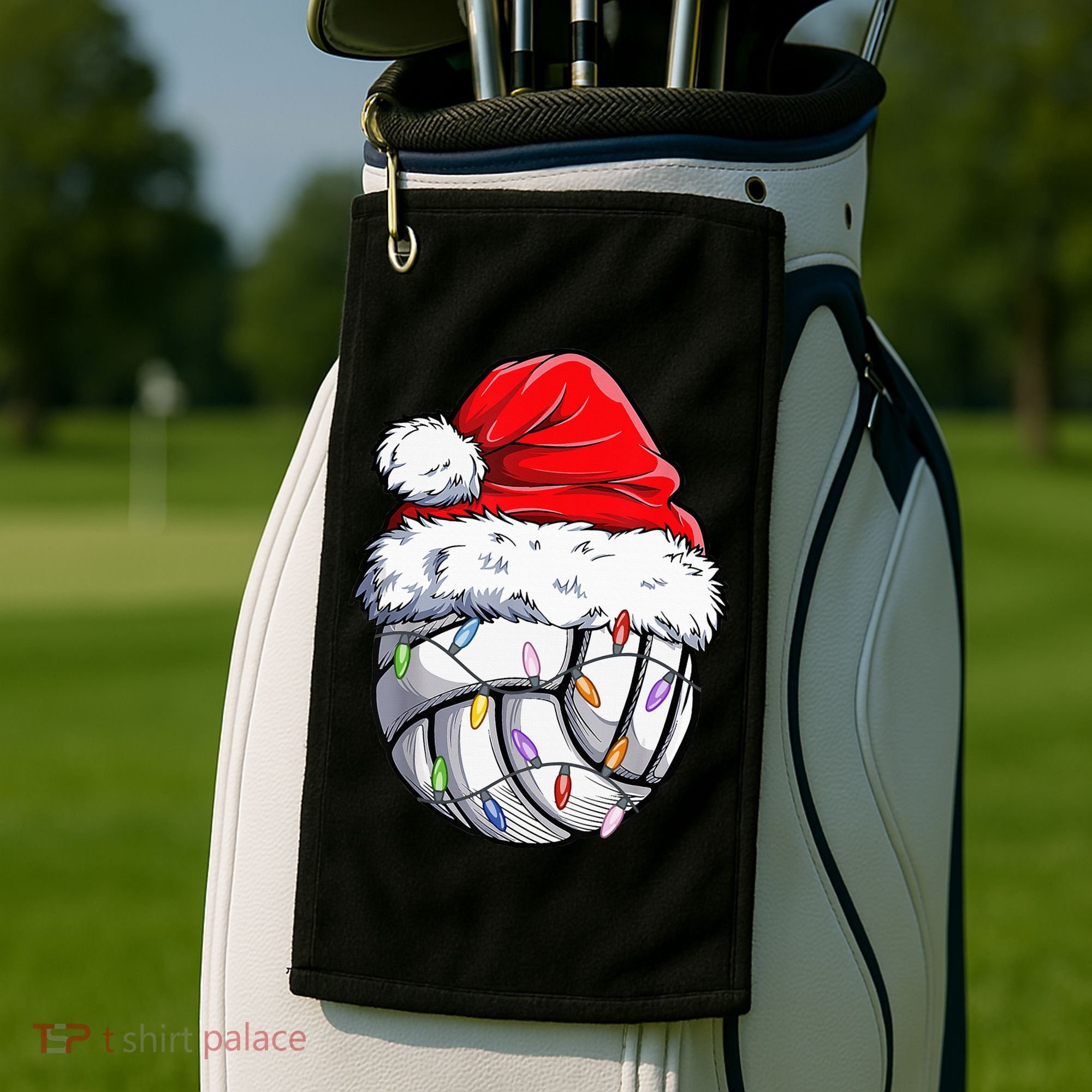 Funny Volleyball Christmas Santa Hat Gift Golf Towel