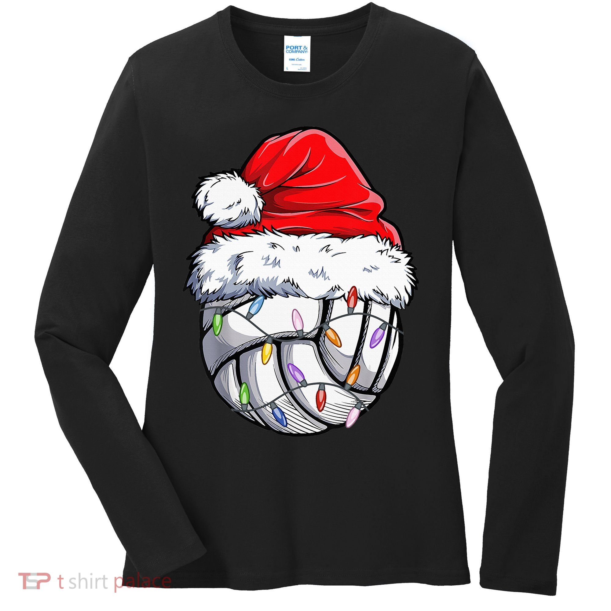 Funny Volleyball Christmas Santa Hat Gift Women's Long Sleeve Shirt