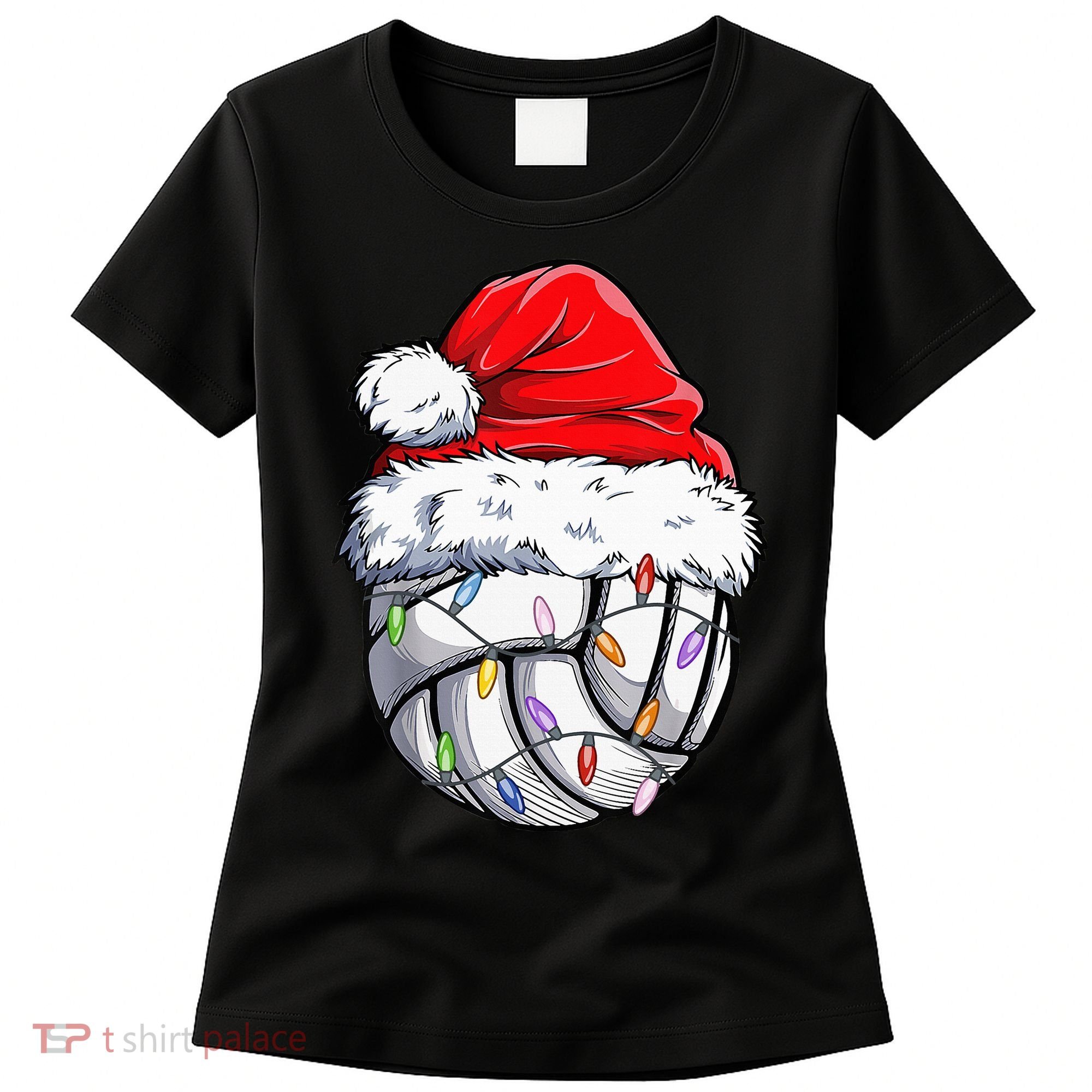 Funny Volleyball Christmas Santa Hat Gift Women's T-Shirt