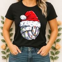 Funny Volleyball Christmas Santa Hat Gift Women's T-Shirt thumb 2