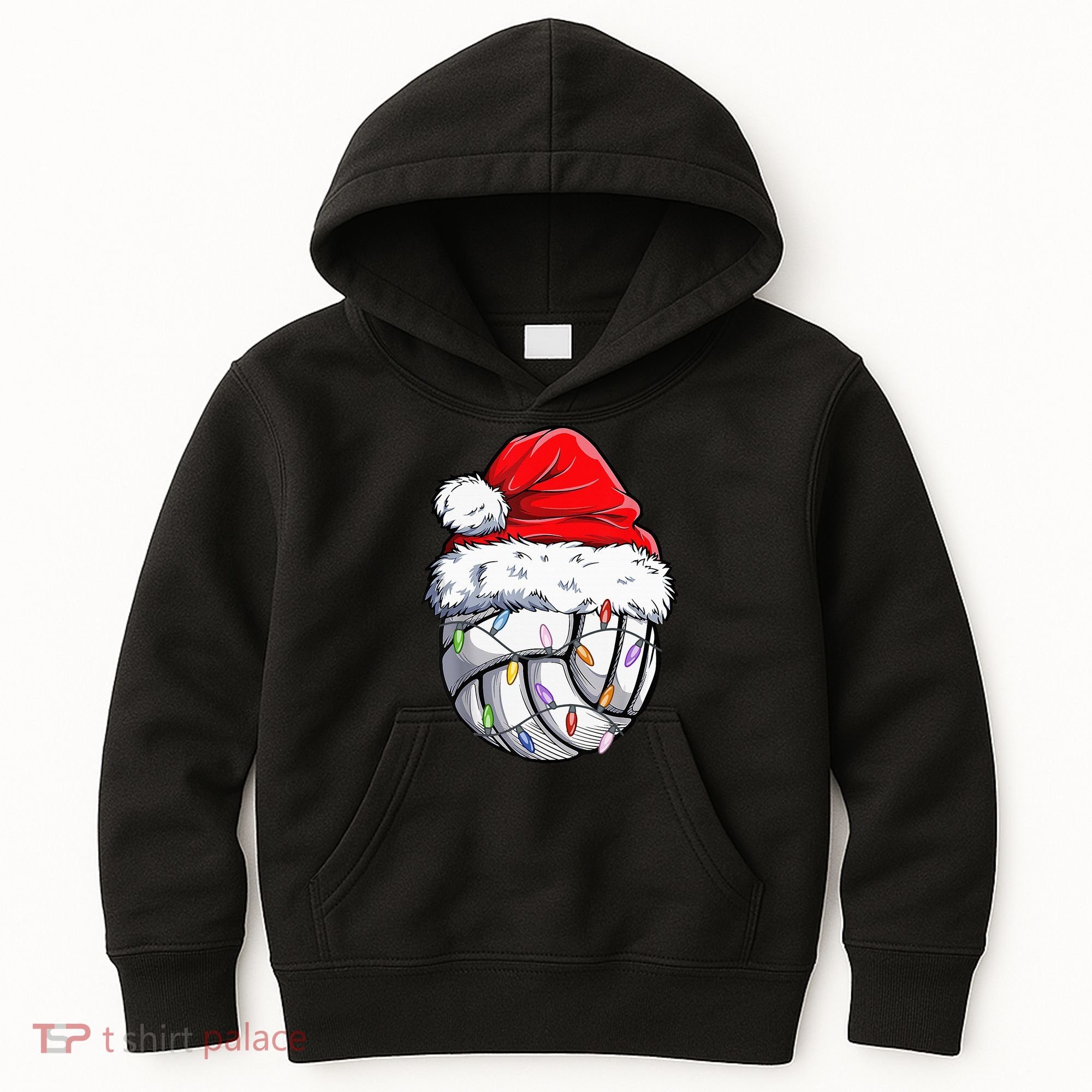 Funny Volleyball Christmas Santa Hat Gift Kids Hoodie