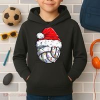 Funny Volleyball Christmas Santa Hat Gift Kids Hoodie thumb 2