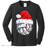 Funny Volleyball Christmas Santa Hat Gift Kids Long Sleeve Shirt thumb 0