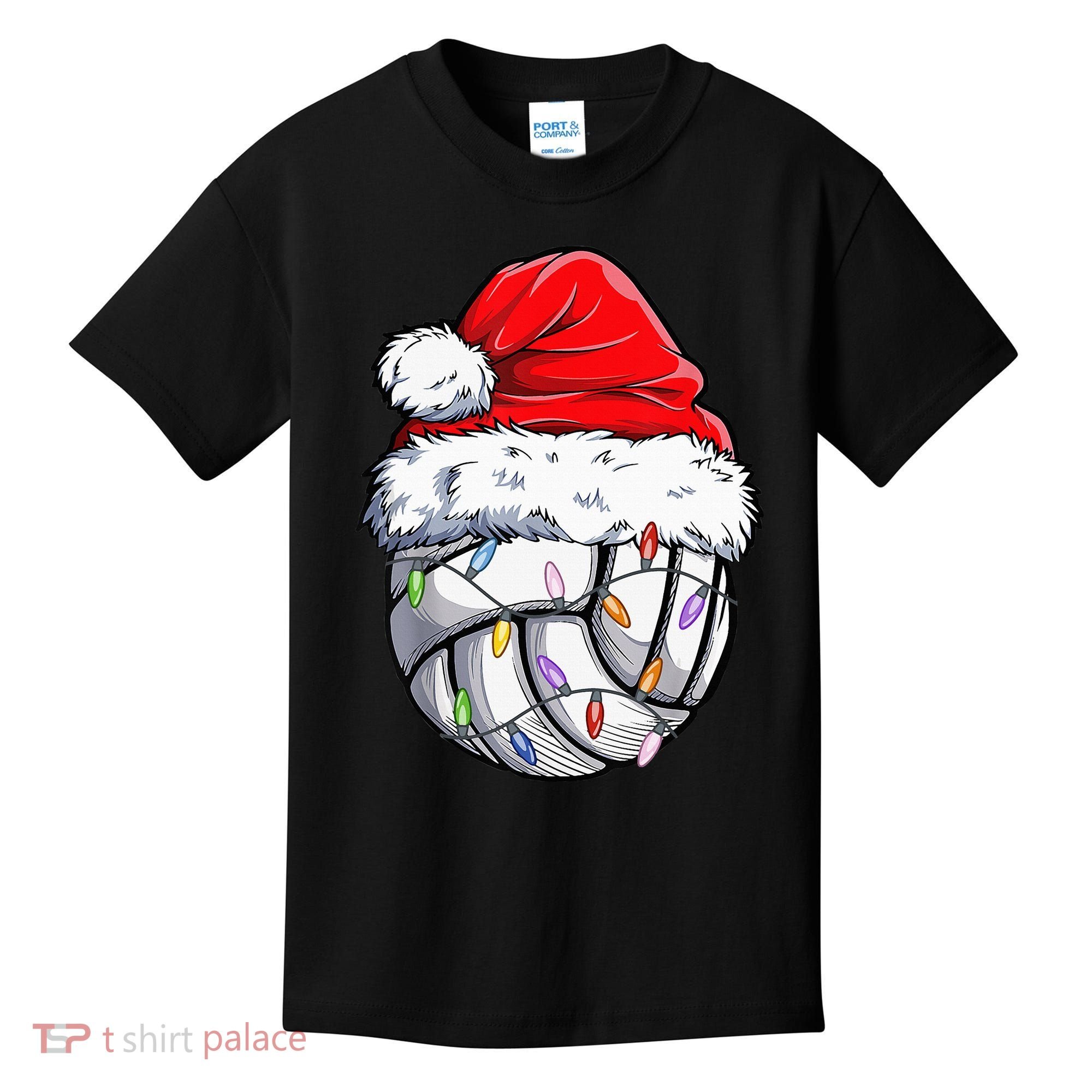 Funny Volleyball Christmas Santa Hat Gift Kids T-Shirt